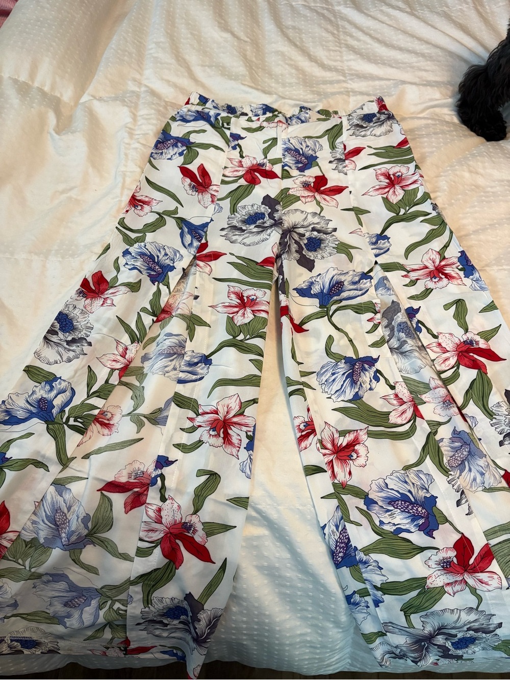 Umgee Floral Split Leg Palazzo Pants Flowy Wide Leg Size M